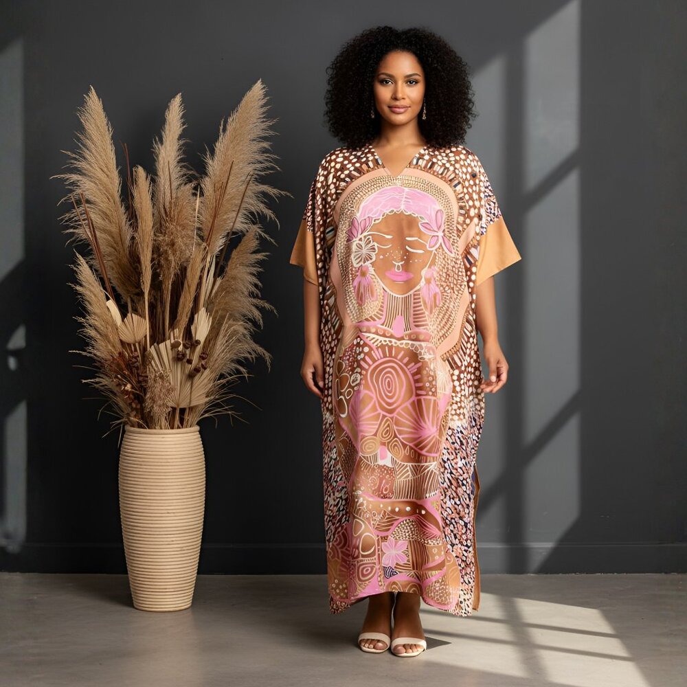 Gypsie Blu Women Caftan Dresses for Women Polyester Evening Wear Maxi Cover Up